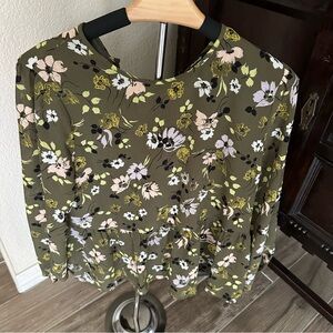 Madewell Olive Floral Blouse